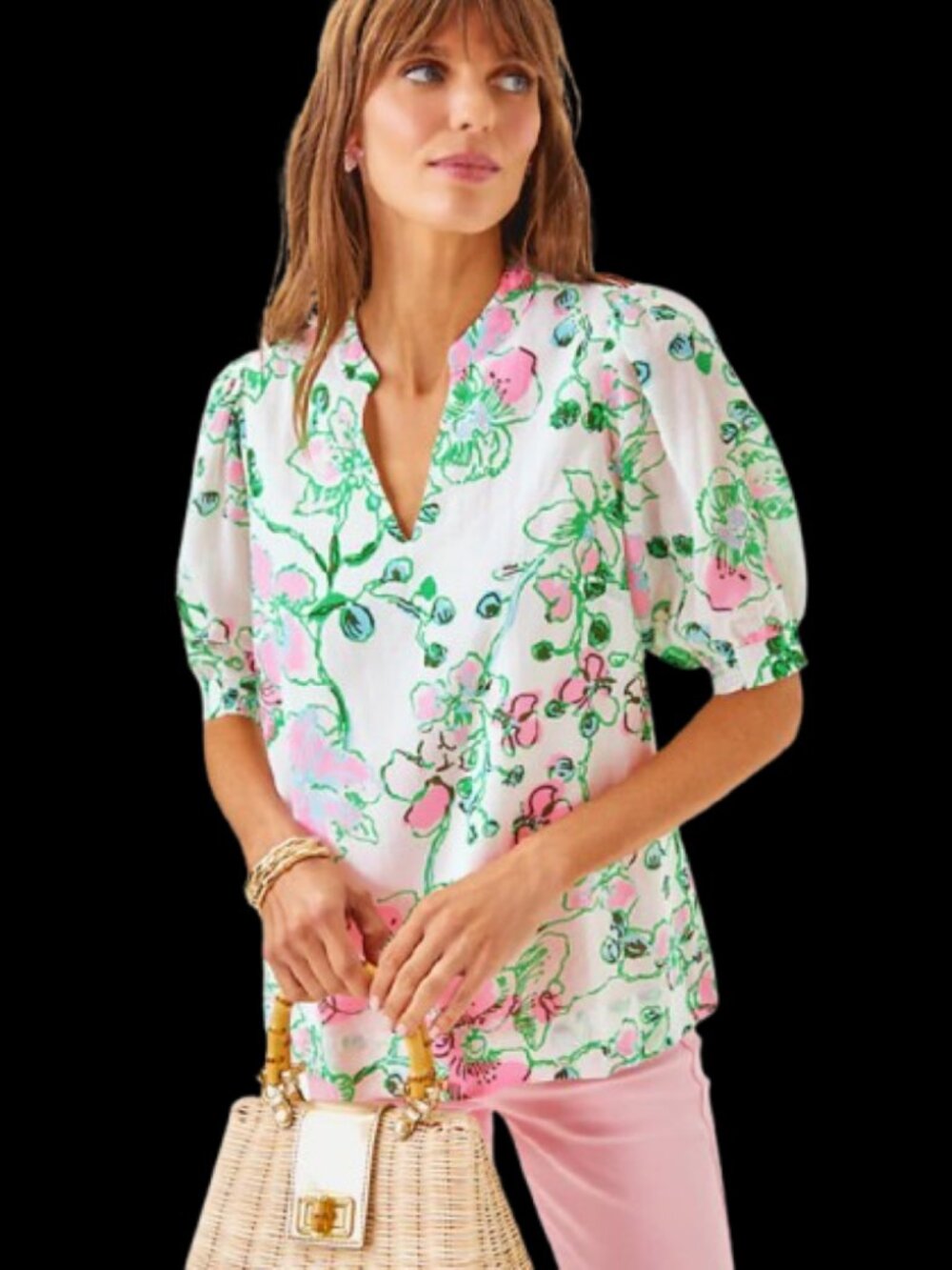 Lilly Pulitzer Women's Brinelle Oversized Shirt Orchids On the Avenue